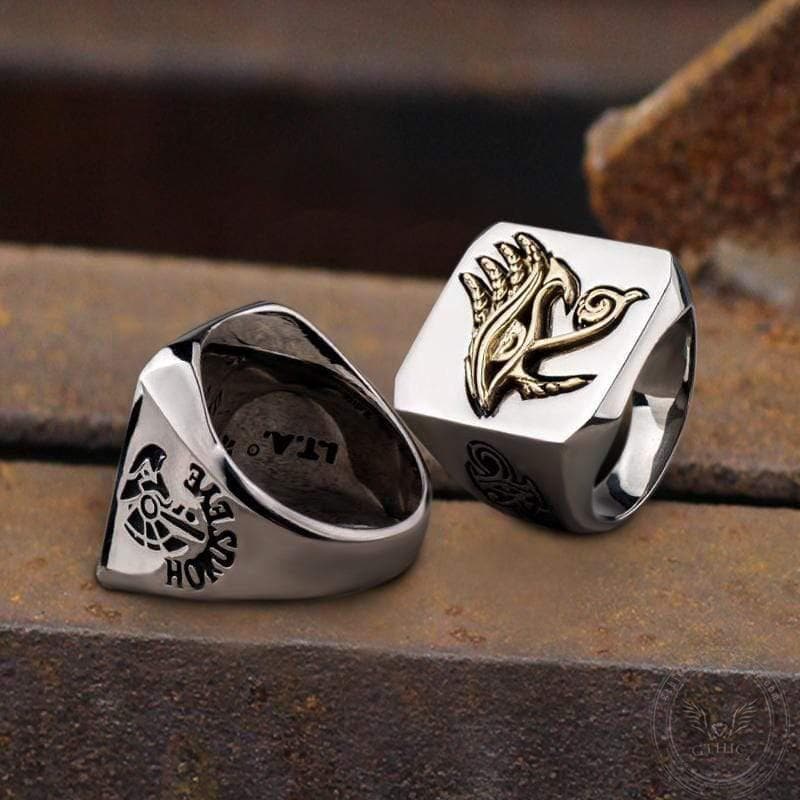 Eye of Horus Stainless Steel Egyptian Mythology Ring