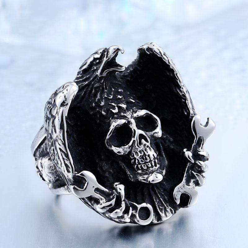 Raven Wrench Stainless Steel Skull Ring