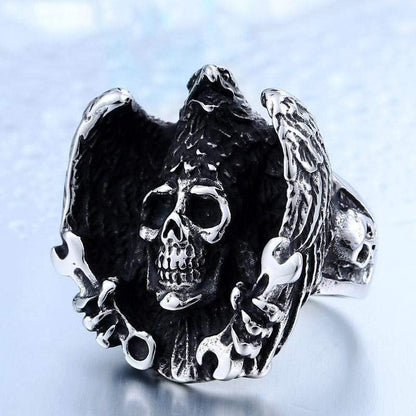 Raven Wrench Stainless Steel Skull Ring