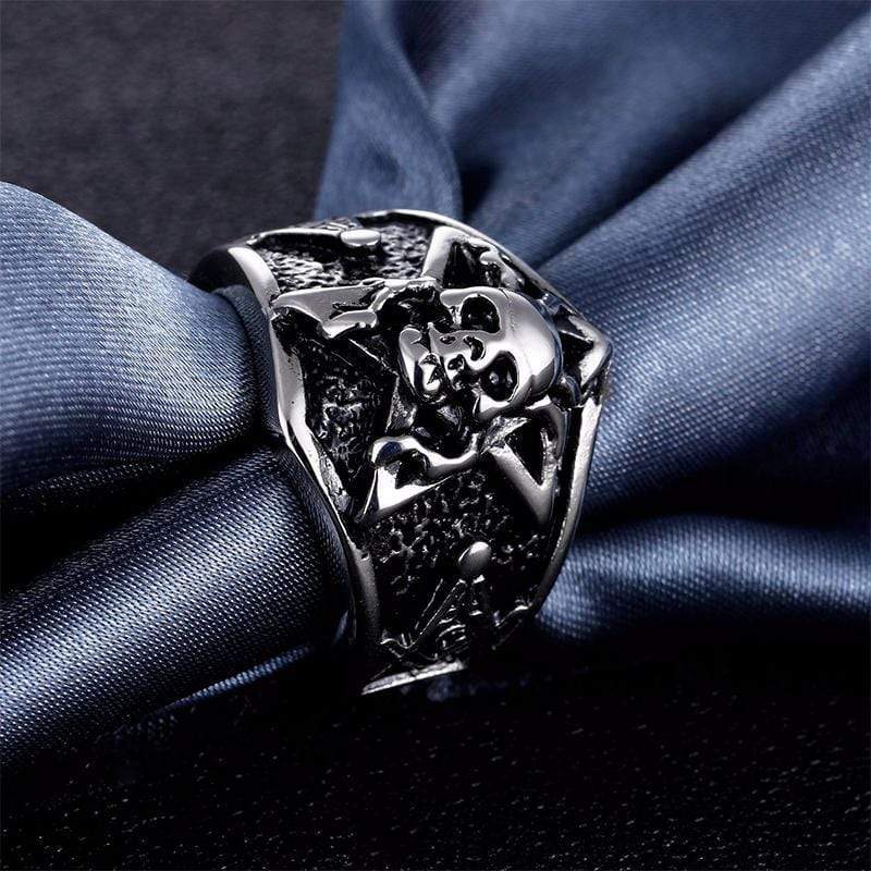 Retro Pentagram 316L Stainless Steel Skull Masonic Ring