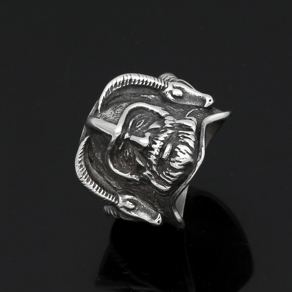 Sheep Head Odin Stainless Steel Viking Ring