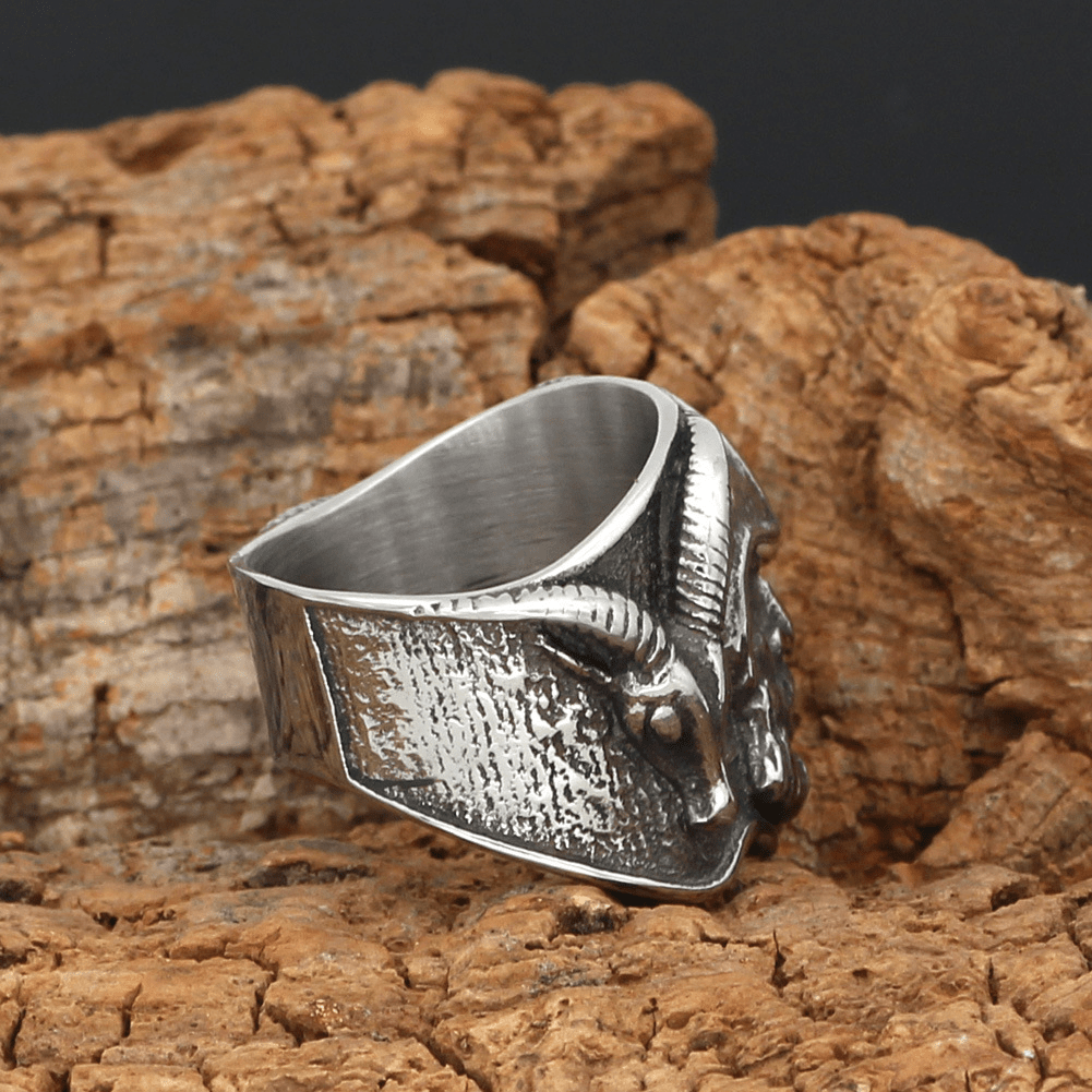Sheep Head Odin Stainless Steel Viking Ring