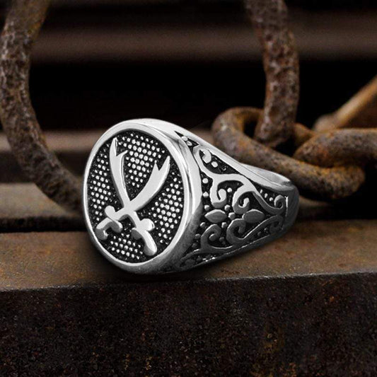 Punk Navy Double Knife 316L Stainless Steel Marine Ring
