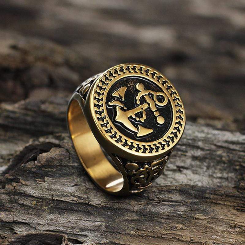 Navy Anchor Knot Seagull Stainless Steel Marine Ring