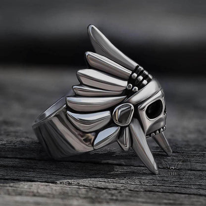 Tribal Chief Stainless Steel Skull Ring