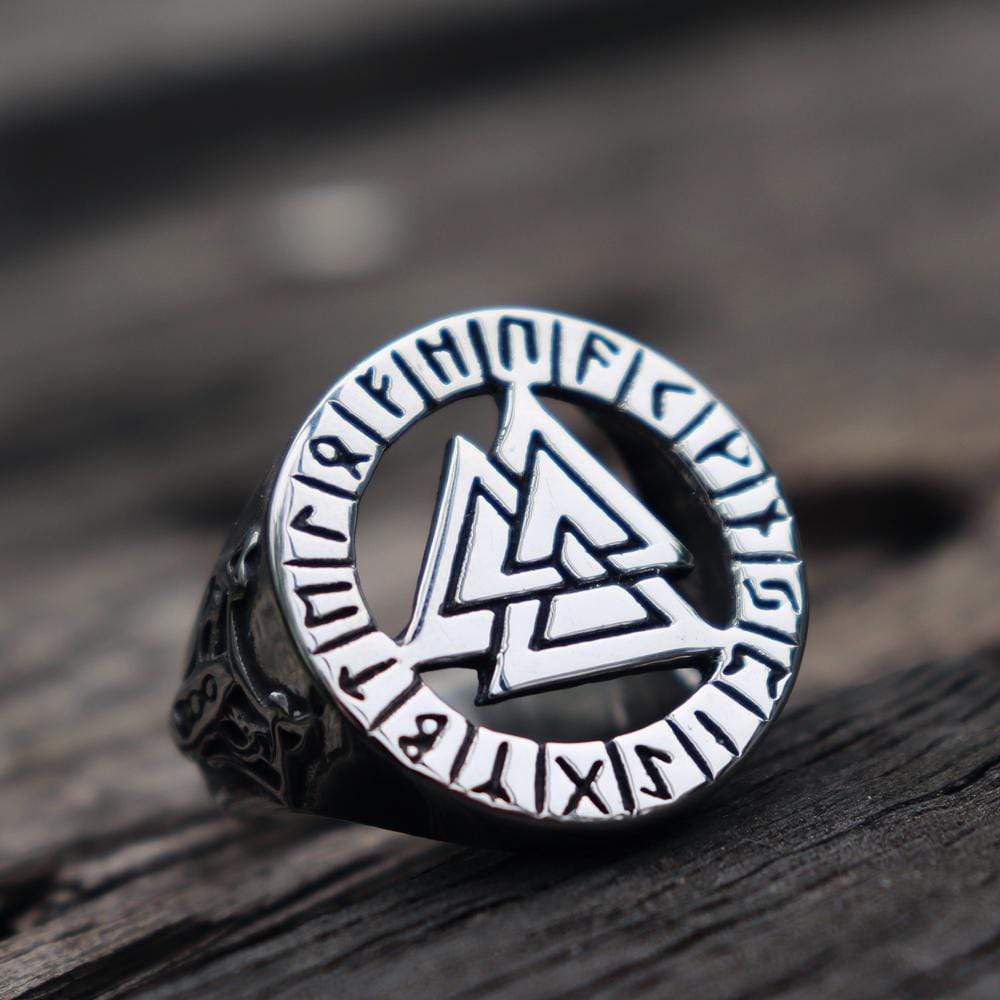 Valknut Odin Wolf Stainless Steel Viking Ring