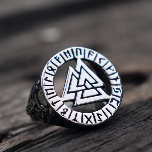 Valknut Odin Wolf Stainless Steel Viking Ring