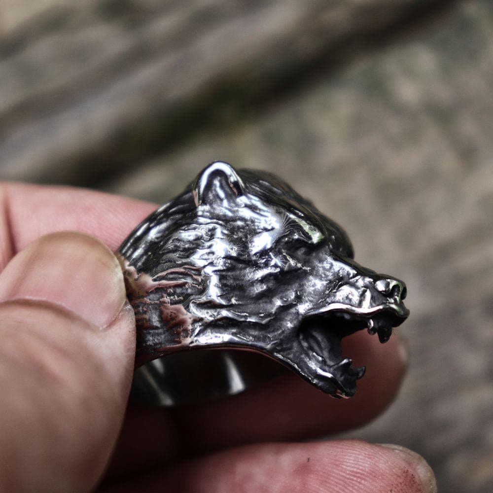 Vintage Ancient Wolf 316L Stainless Steel Beast Ring