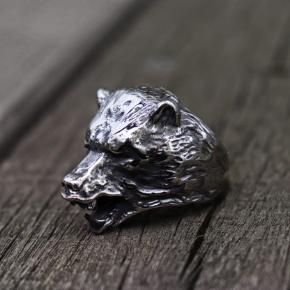 Vintage Ancient Wolf 316L Stainless Steel Beast Ring
