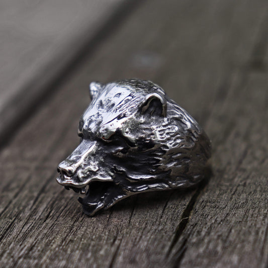 Vintage Ancient Wolf 316L Stainless Steel Beast Ring