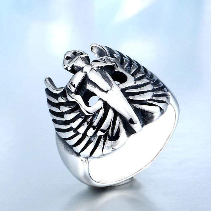 Winged Sword Stainless Steel Cross Ring