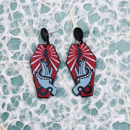 Halloween Coffin Acrylic Dangle Earrings