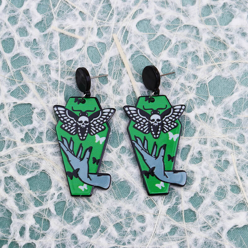 Halloween Coffin Acrylic Dangle Earrings