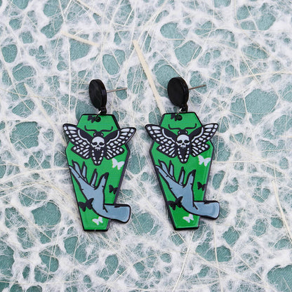 Halloween Coffin Acrylic Dangle Earrings