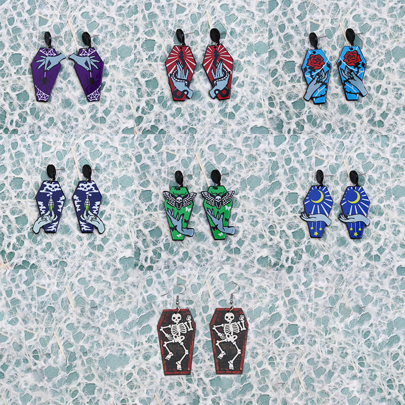 Halloween Coffin Acrylic Dangle Earrings