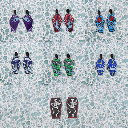 Halloween Coffin Acrylic Dangle Earrings