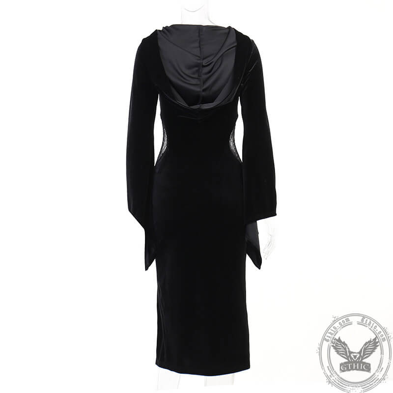 Halloween Flare Sleeve Hooded Dress Set