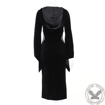 Halloween Flare Sleeve Hooded Dress Set