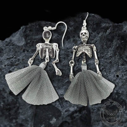 Halloween Joint Movable Dancing Skull Alloy Earrings