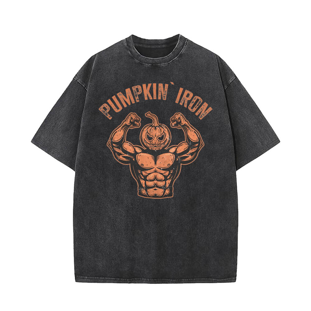Halloween Pumpkin Iron Vintage Washed T-shirt