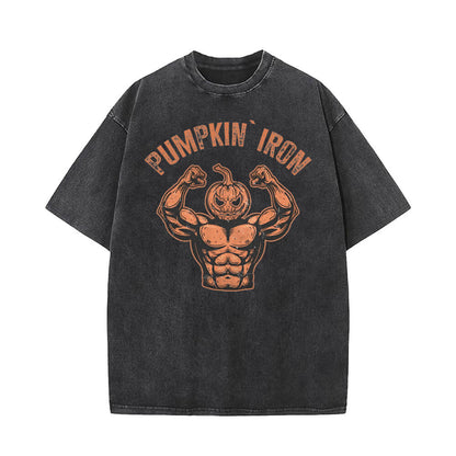 Halloween Pumpkin Iron Vintage Washed T-shirt