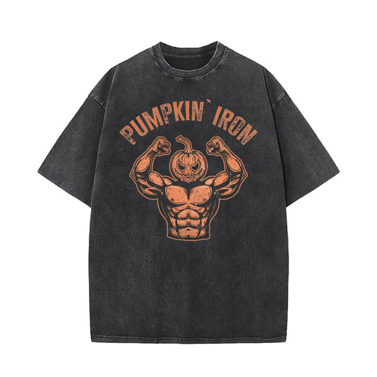 Halloween Pumpkin Iron Vintage Washed T-shirt