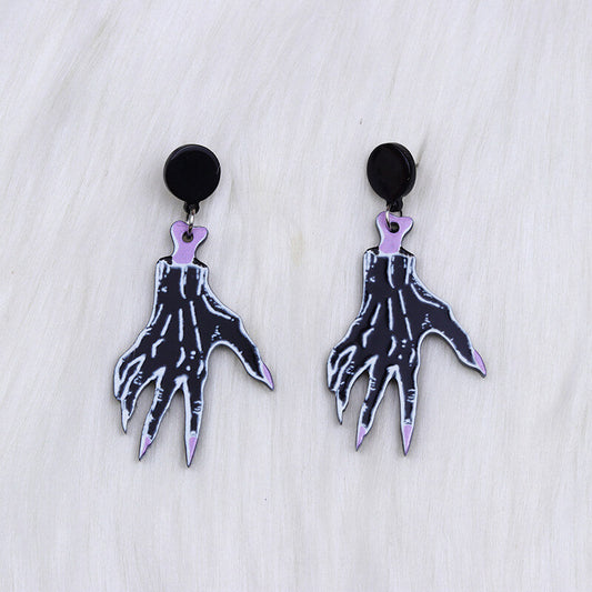 Halloween Skeleton Hands Acrylic Skull Earrings