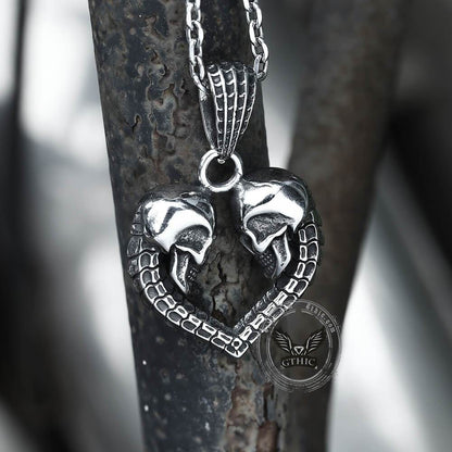 Love You Till Death Stainless Steel Skull Pendant