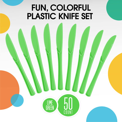 Heavy Duty Lime Green Plastic Knives | 100 Count