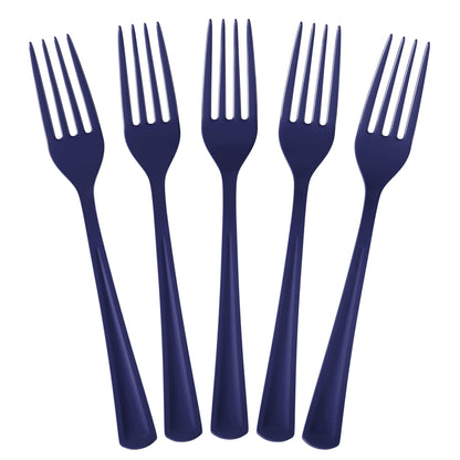 Heavy Duty Navy Plastic Forks | 100 Count