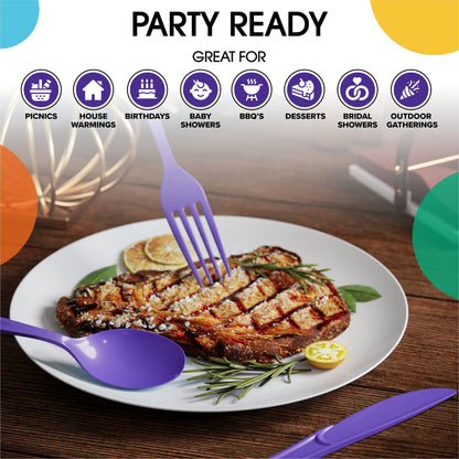 Heavy Duty Purple Plastic Forks | 50 Count