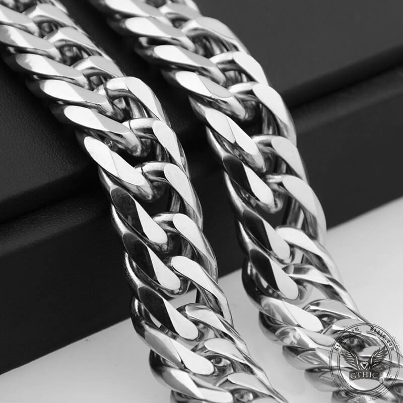 Heavy Polished Cuban Link Chain Stainless Steel Men's Necklace