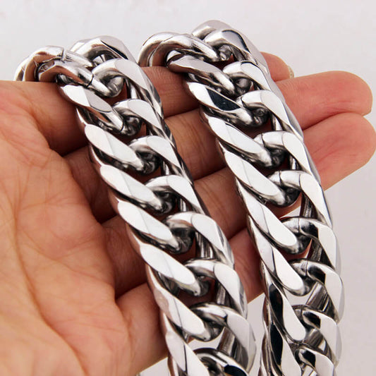 Heavy Polished Cuban Link Chain Stainless Steel Men's Necklace