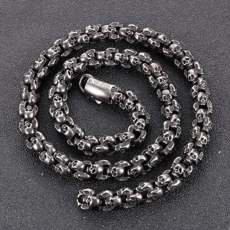 Heavy Skull Link Chain Stainless Steel Necklace