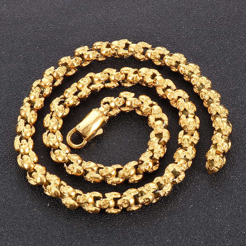 Heavy Skull Link Chain Stainless Steel Necklace