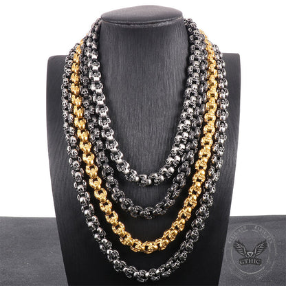 Heavy Skull Link Chain Stainless Steel Necklace