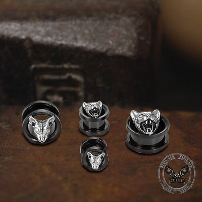 Hell Cat Cross Stainless Steel Ear Gauges