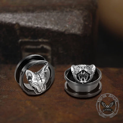 Hell Cat Cross Stainless Steel Ear Gauges
