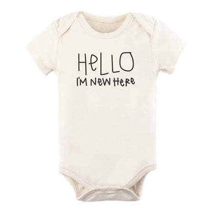 Hello I'm New Here Organic Cotton Baby Bodysuit Short Sleeve