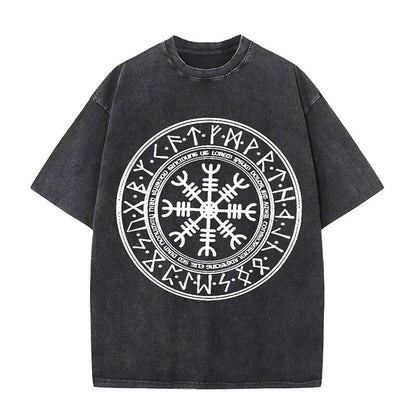 Helm Of Awe Totem Runes Viking Washed T-shirt