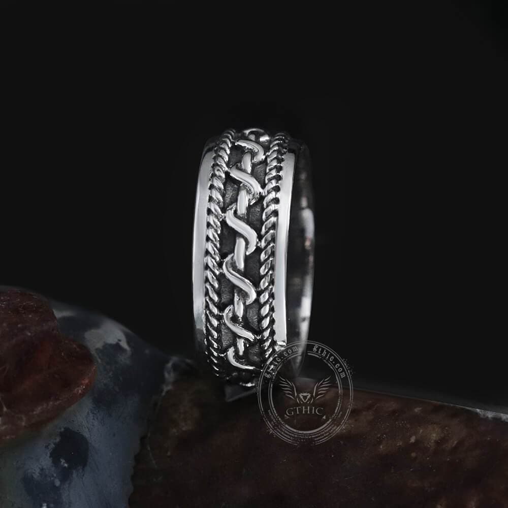 Hemp Cable Pattern Stainless Steel Retro Ring
