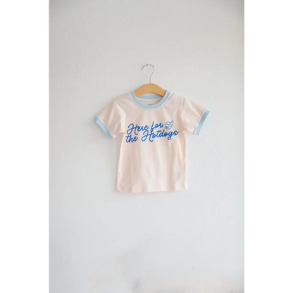 Here for the Hotdogs Organic Cotton Kids Baseball Tee