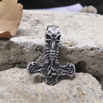 Horns Of Odin Raven Stainless Steel Viking Pendant
