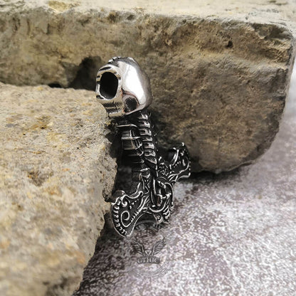 Horns Of Odin Raven Stainless Steel Viking Pendant