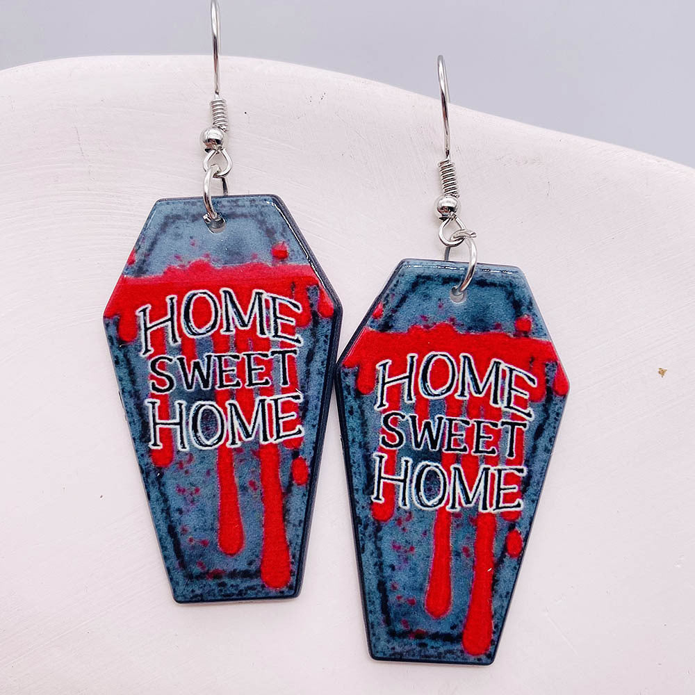 Horror Joker Coffin Halloween Acrylic earrings
