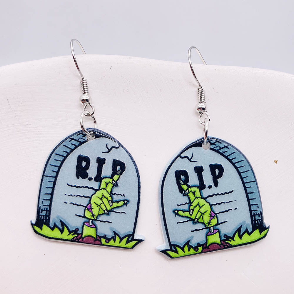 Horror Joker Coffin Halloween Acrylic earrings