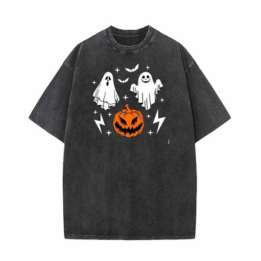 Horror Pumpkin Ghost Vintage Washed T-shirt
