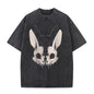 Horror Rabbit Print Washed T-shirt