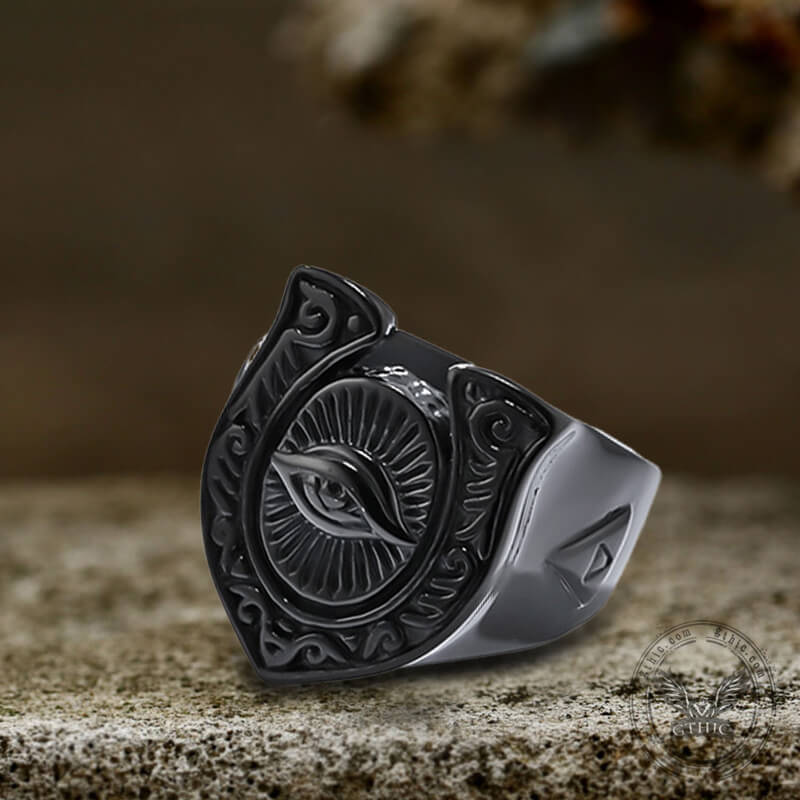 Horseshoe Eye Of Providence Stainless Steel Ring
