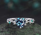 Vintage heart alexandrite engagement ring set 14k white gold leaf branch moss agate ring women unique wedding anniversary gift